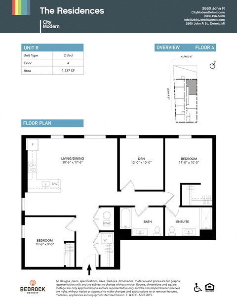 Floor plan for 2 beds, 2 baths, 1137 sqft